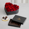 Magnificent Roses® Preserved Rouge Heart & Chocolate